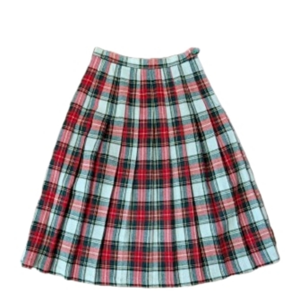 Vintage Michele Tartan Plaid Pleated Wool Skirt 12 Waist Acx@ 14+" USA